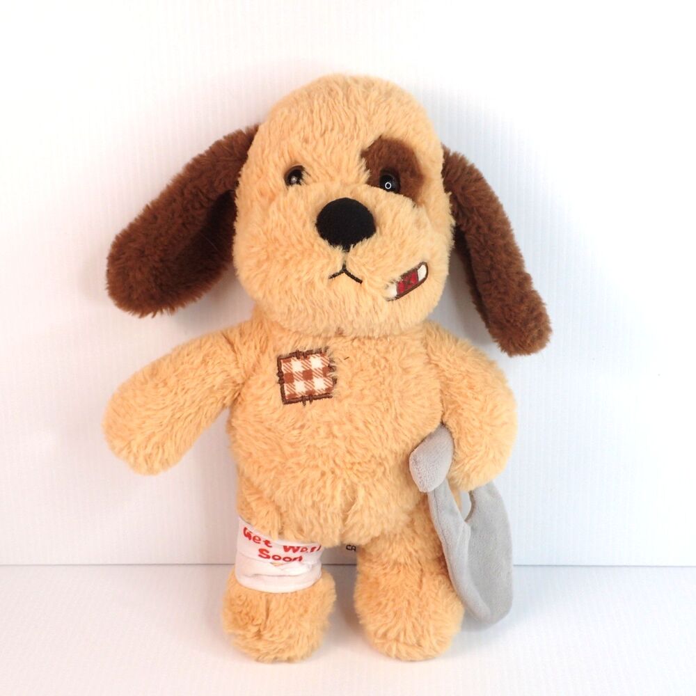 Broken Leg Soft Stuffed Animal Comforting Companion Puppy Plush Toy Brown, 12"